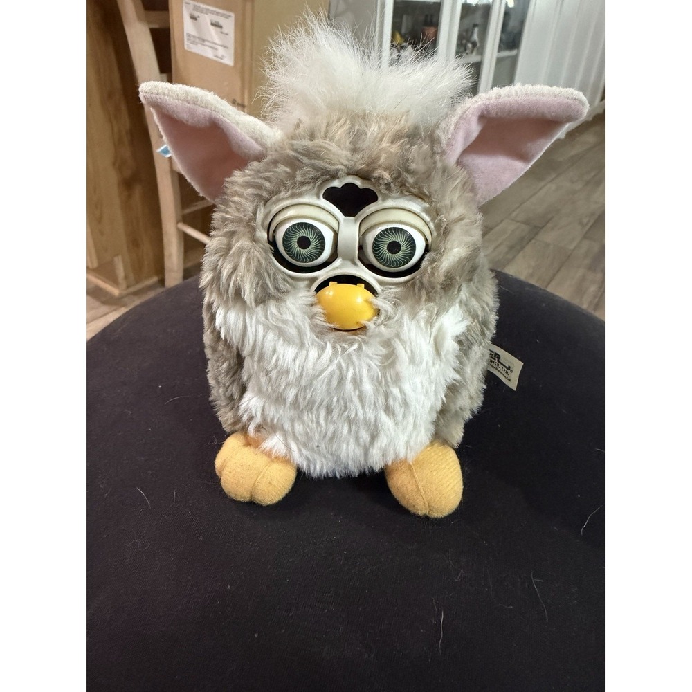 Vintage Furby Tiger 1998 Gray White Green Eyes Model 70-800